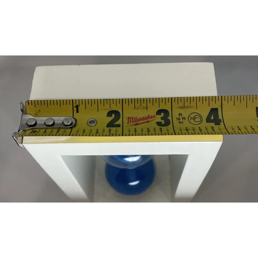 Vintage Blue Sand Timer Hourglass White Wood Frame Desk Kitchen Decor
